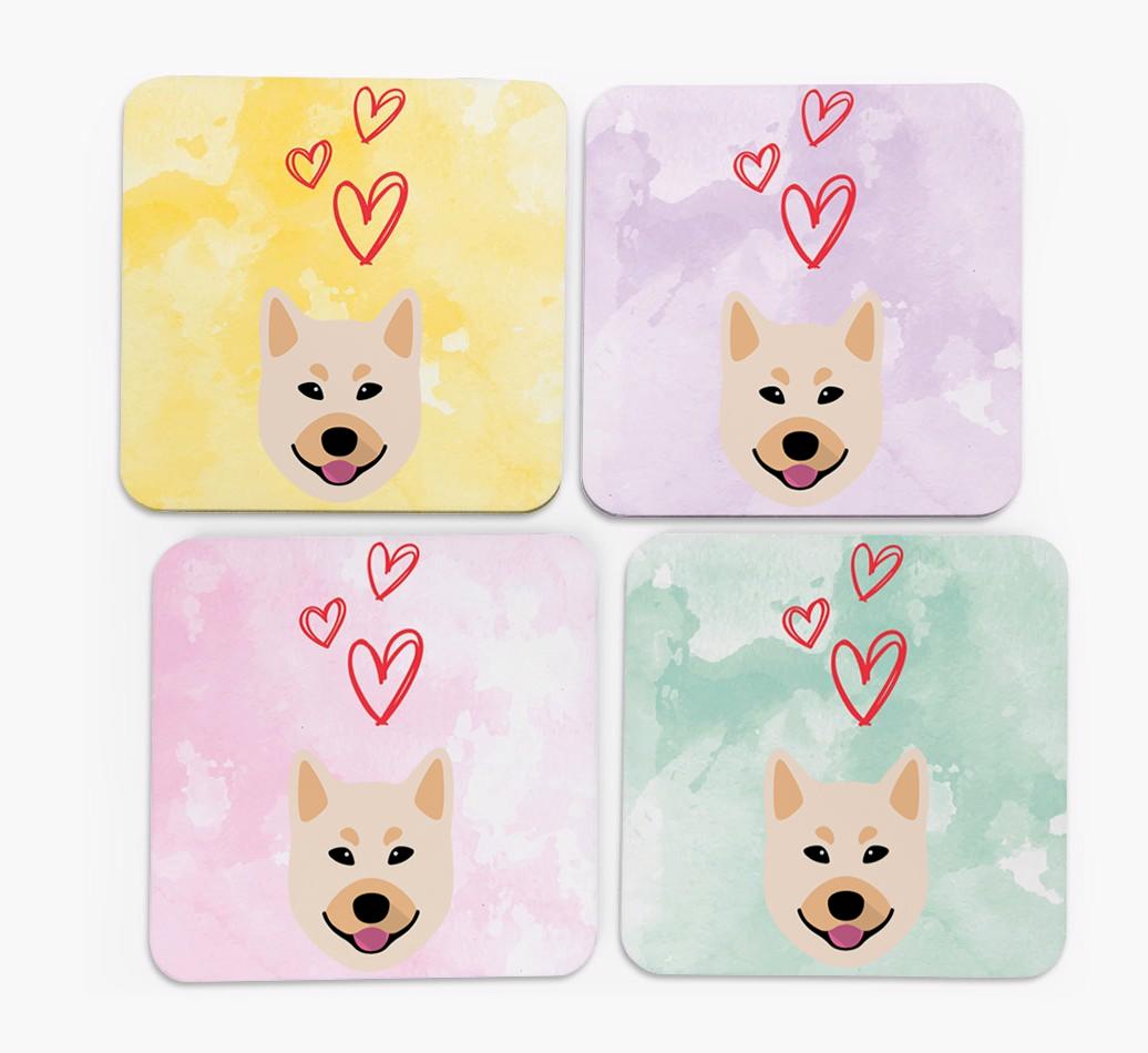 Heart Design with {breedFullName} Icon Coasters - Set of 4