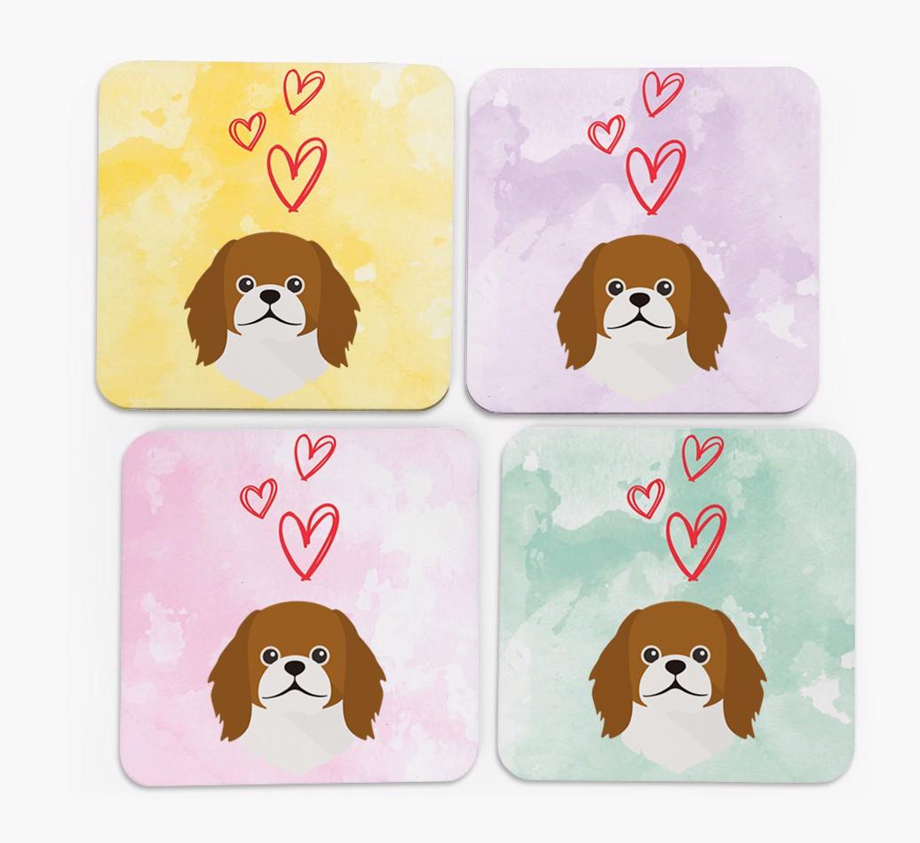 Heart Design with {breedFullName} Icon Coasters - Set of 4