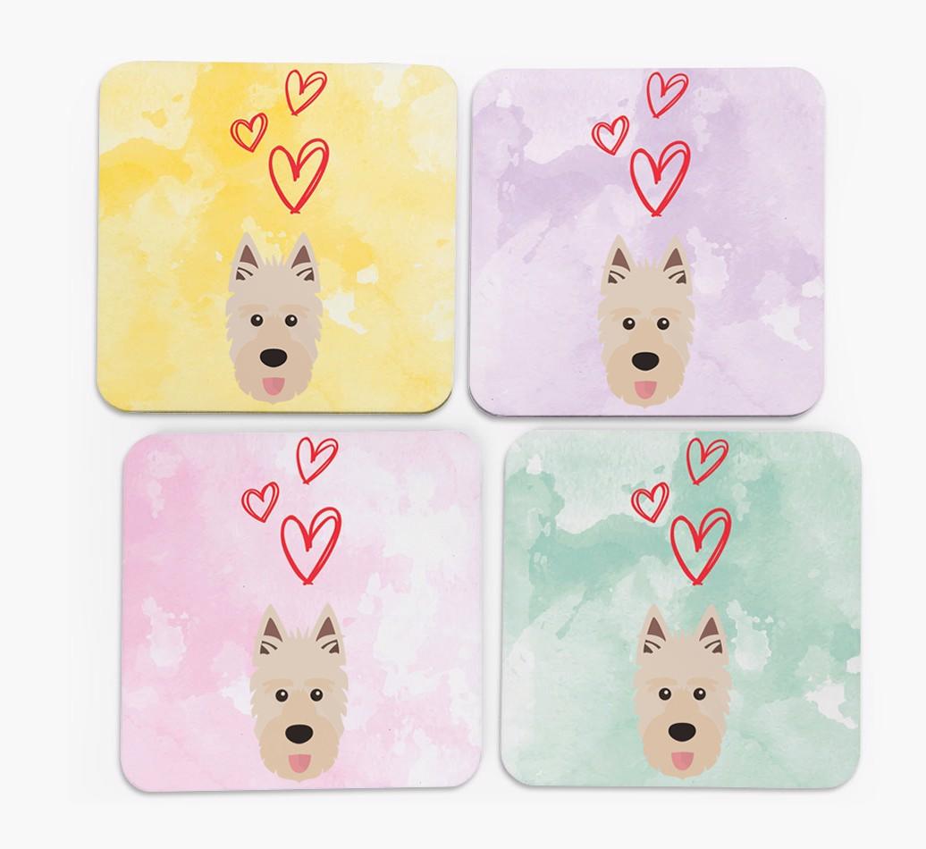Heart Design with {breedFullName} Icon Coasters - Set of 4