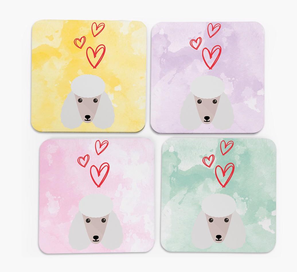 Heart Design with {breedFullName} Icon Coasters - Set of 4