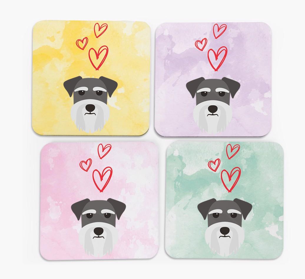Heart Design with {breedFullName} Icon Coasters - Set of 4