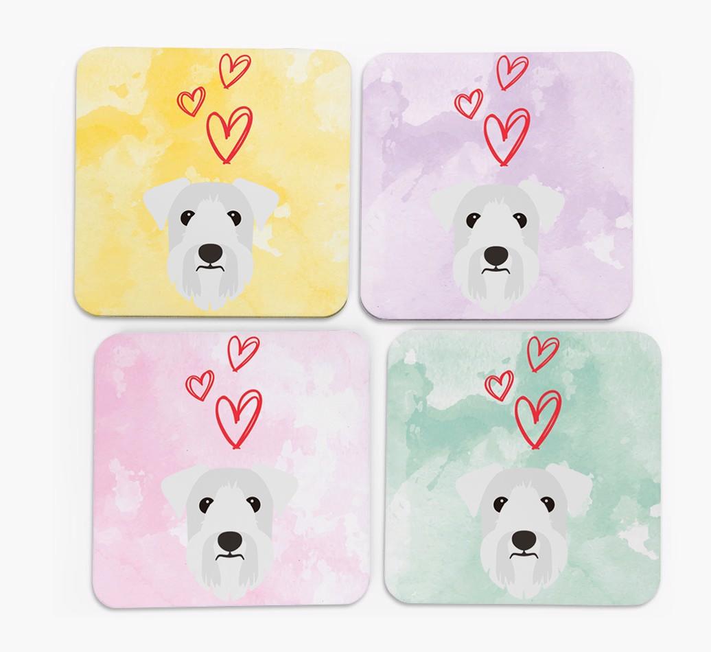 Heart Design with {breedFullName} Icon Coasters - Set of 4