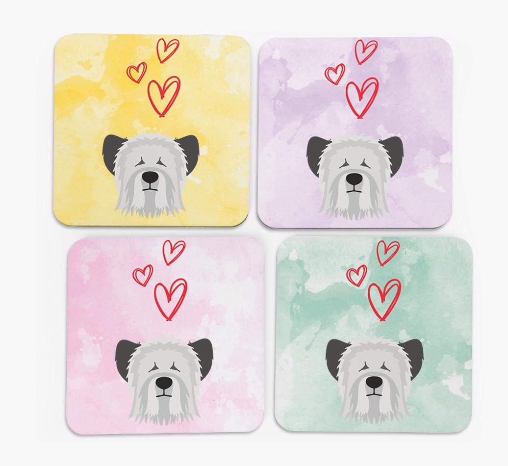 Heart Design with {breedFullName} Icon Coasters - Set of 4