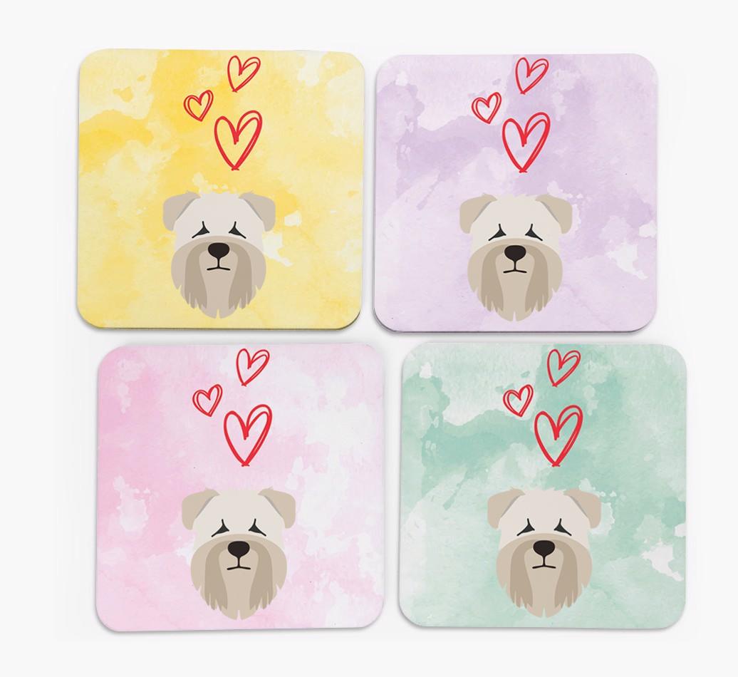 Heart Design with {breedFullName} Icon Coasters - Set of 4