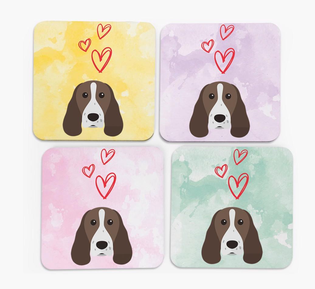 Heart Design with {breedFullName} Icon Coasters - Set of 4