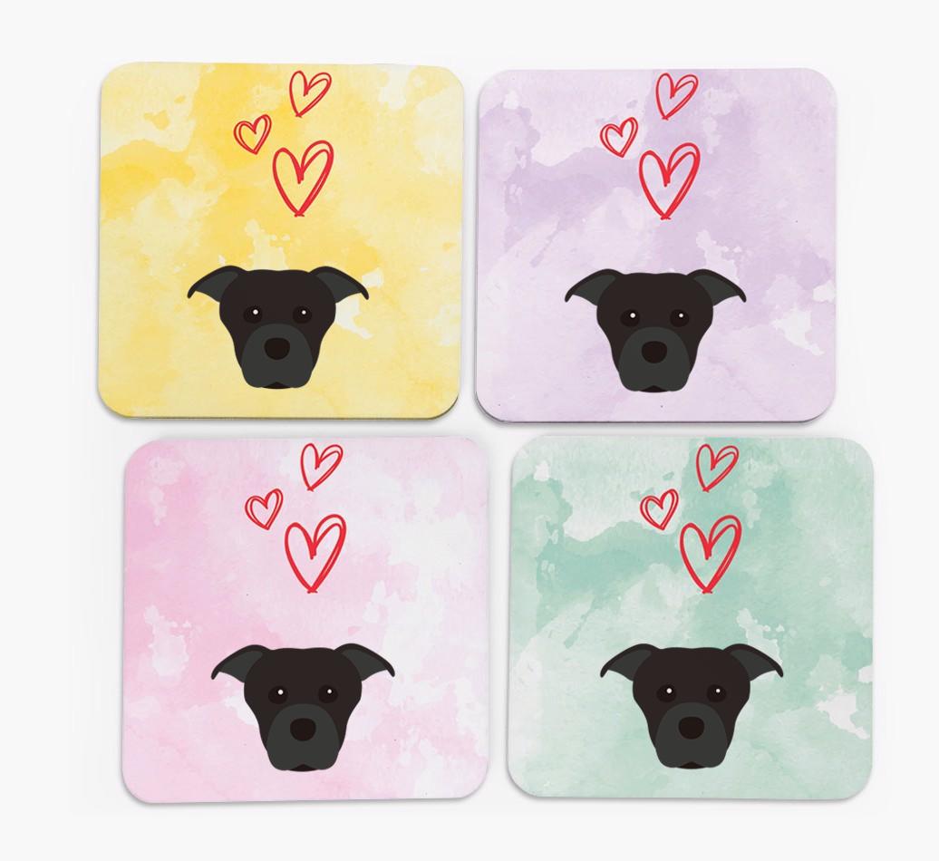 Heart Design with {breedFullName} Icon Coasters - Set of 4