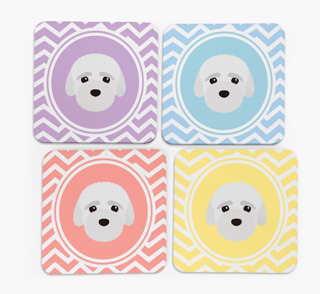 Zig Zag Design with {breedFullName} Icon Coasters - Set of 4
