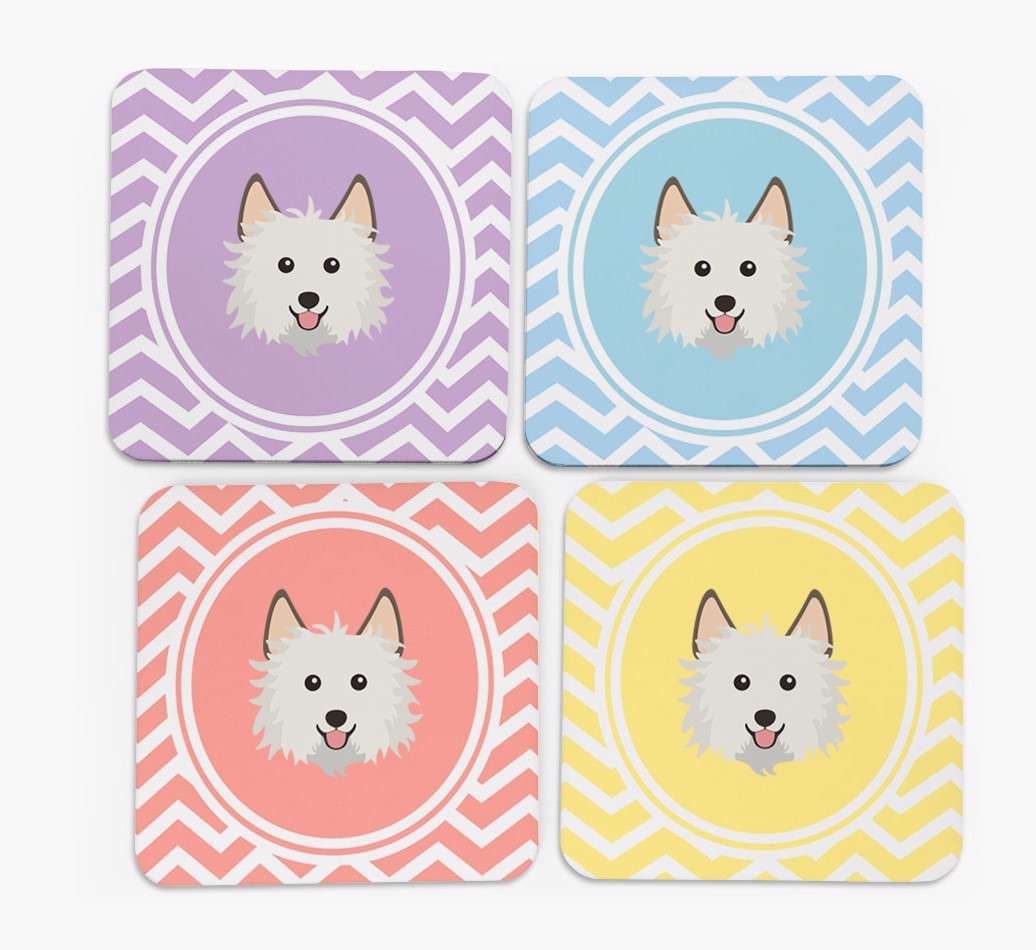 Zig Zag Design with {breedFullName} Icon Coasters - Set of 4