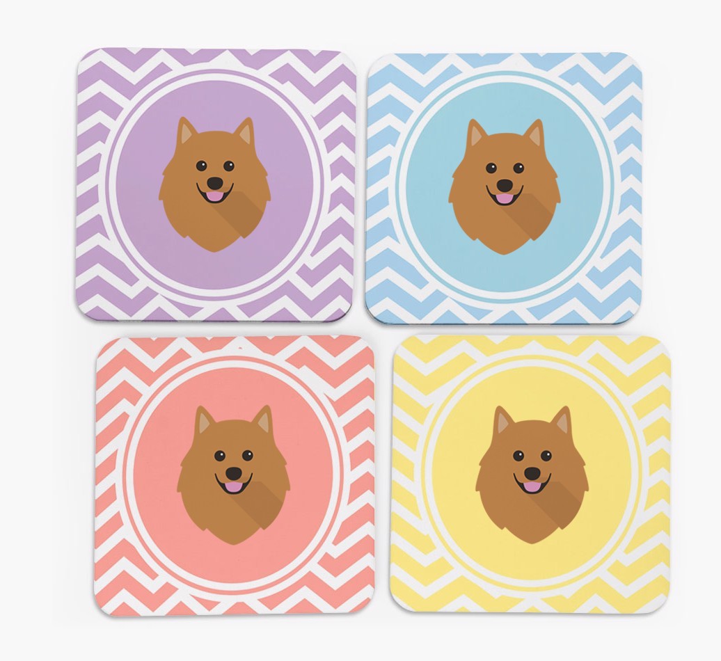 Zig Zag Design with {breedFullName} Icon Coasters - Set of 4