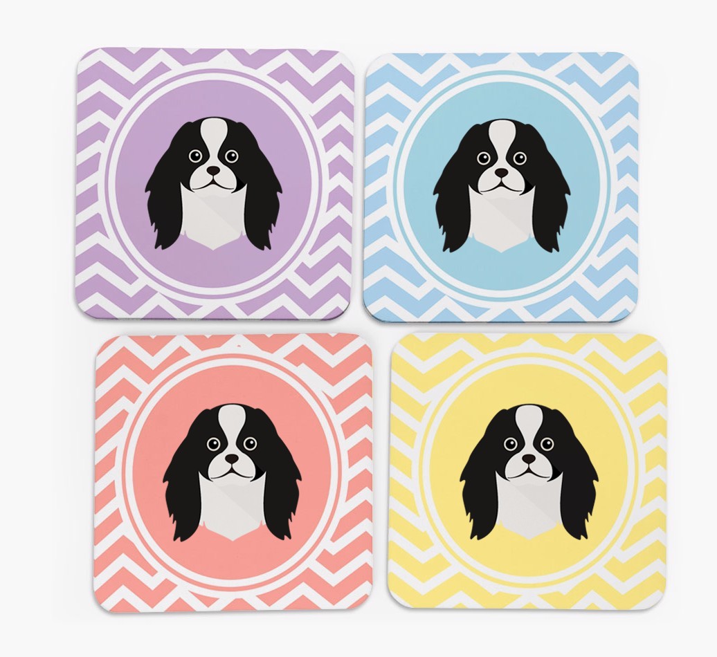 Zig Zag Design with {breedFullName} Icon Coasters - Set of 4