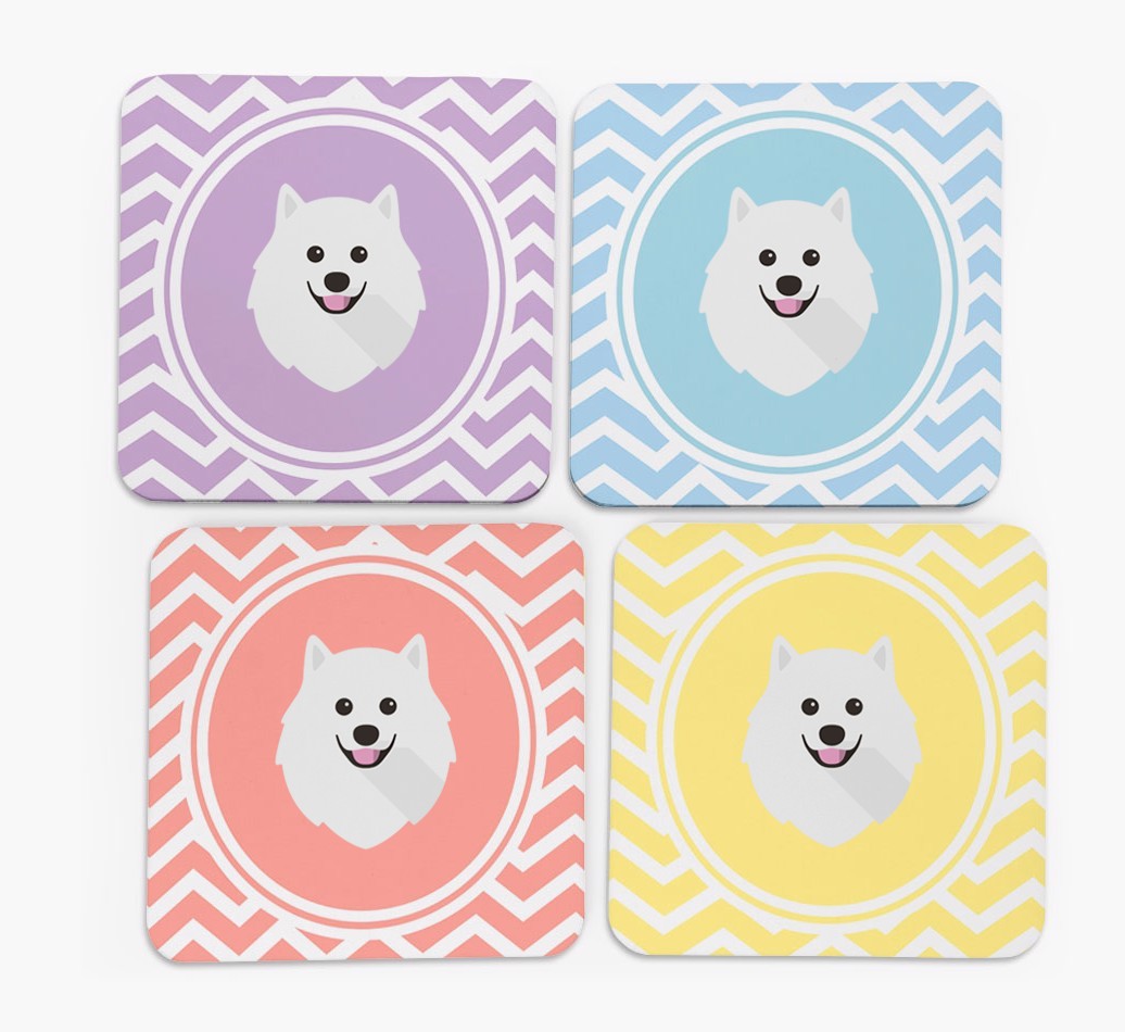 Zig Zag Design with {breedFullName} Icon Coasters - Set of 4