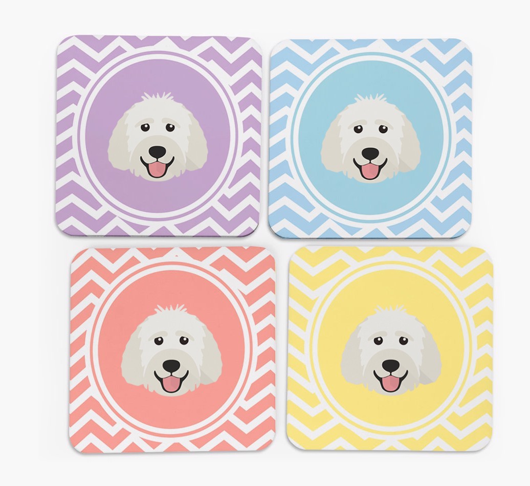 Zig Zag Design with {breedFullName} Icon Coasters - Set of 4