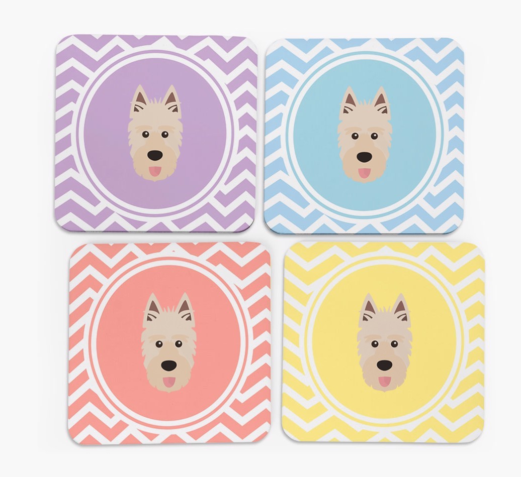Zig Zag Design with {breedFullName} Icon Coasters - Set of 4