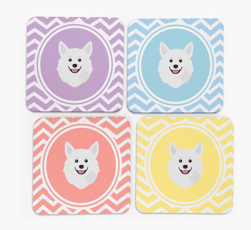 Zig Zag Design with {breedFullName} Icon Coasters - Set of 4