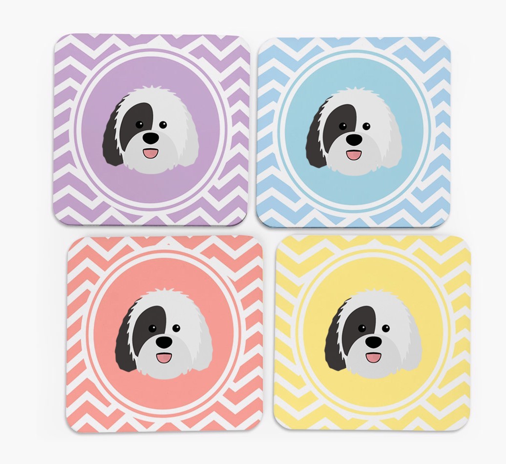 Zig Zag Design with {breedFullName} Icon Coasters - Set of 4