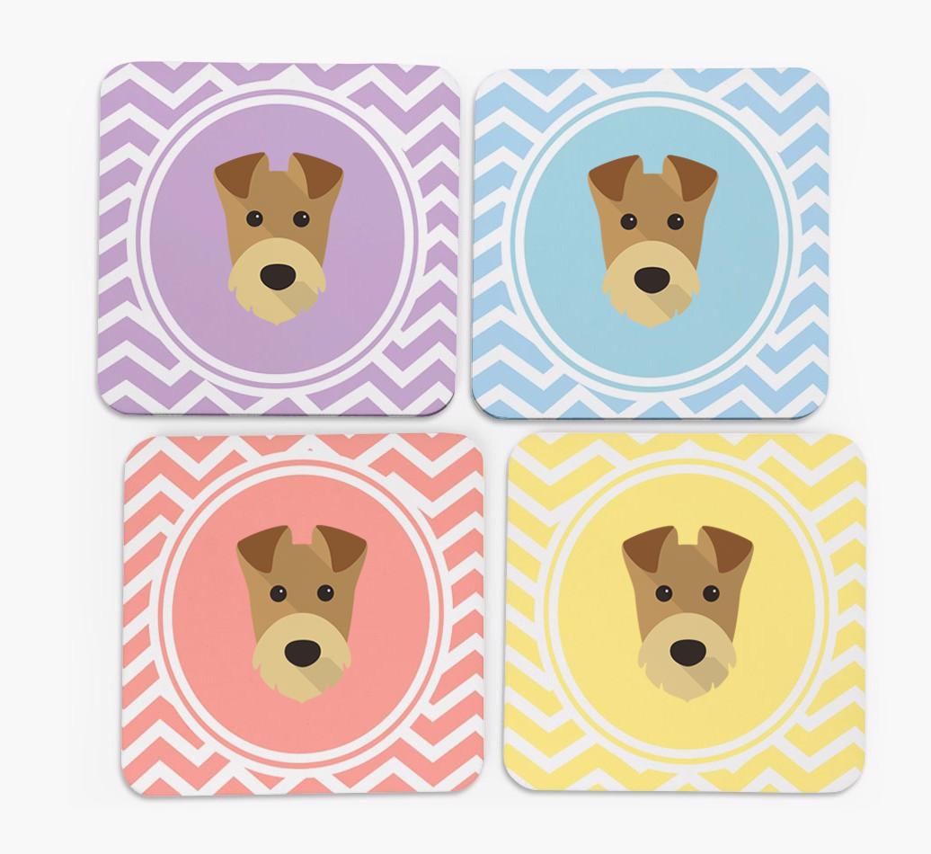 Zig Zag Design with {breedFullName} Icon Coasters - Set of 4