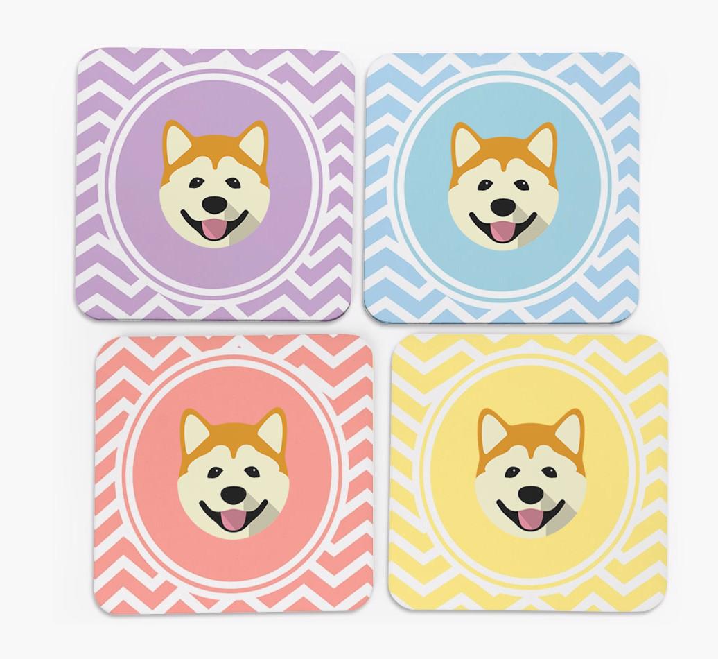 Zig Zag Design with {breedFullName} Icon Coasters - Set of 4