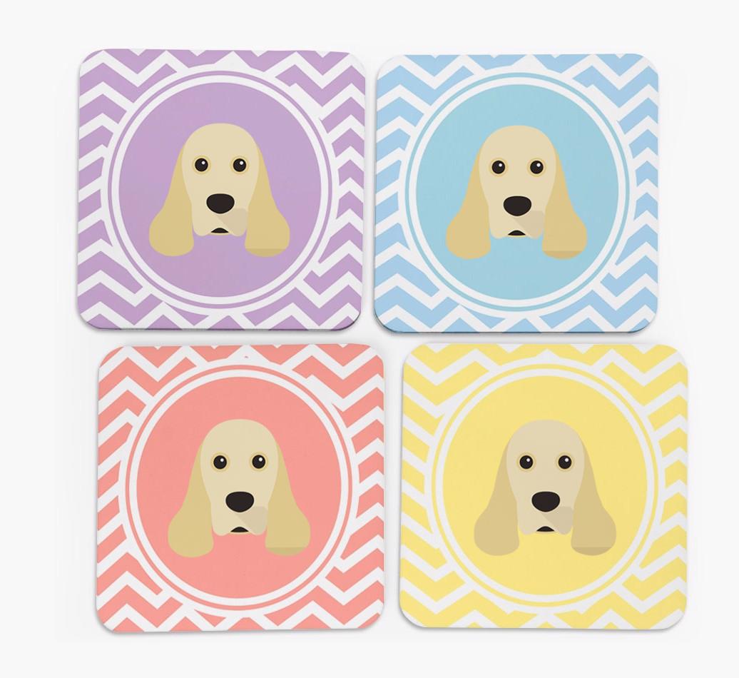 Zig Zag Design with {breedFullName} Icon Coasters - Set of 4