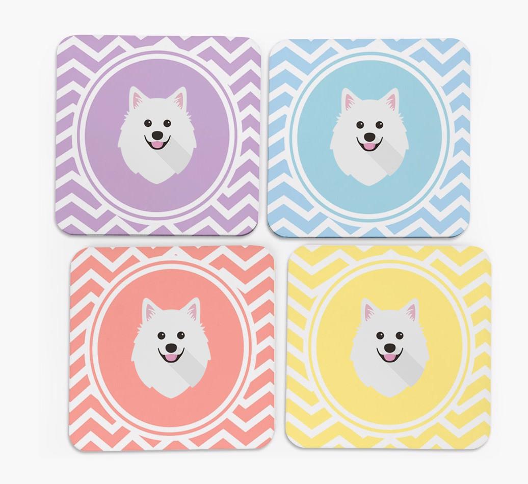 Zig Zag Design with {breedFullName} Icon Coasters - Set of 4