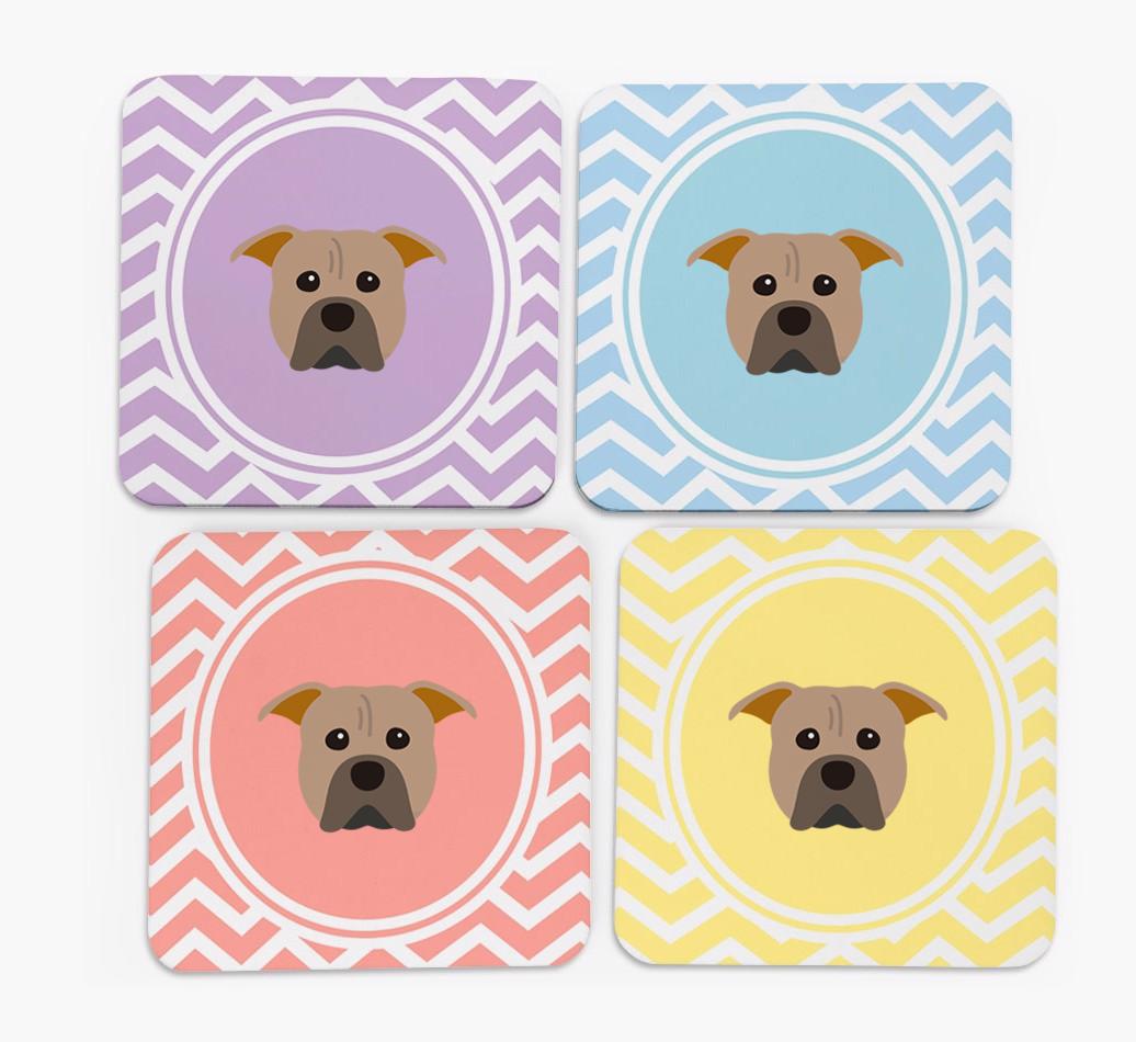 Zig Zag Design with {breedFullName} Icon Coasters - Set of 4