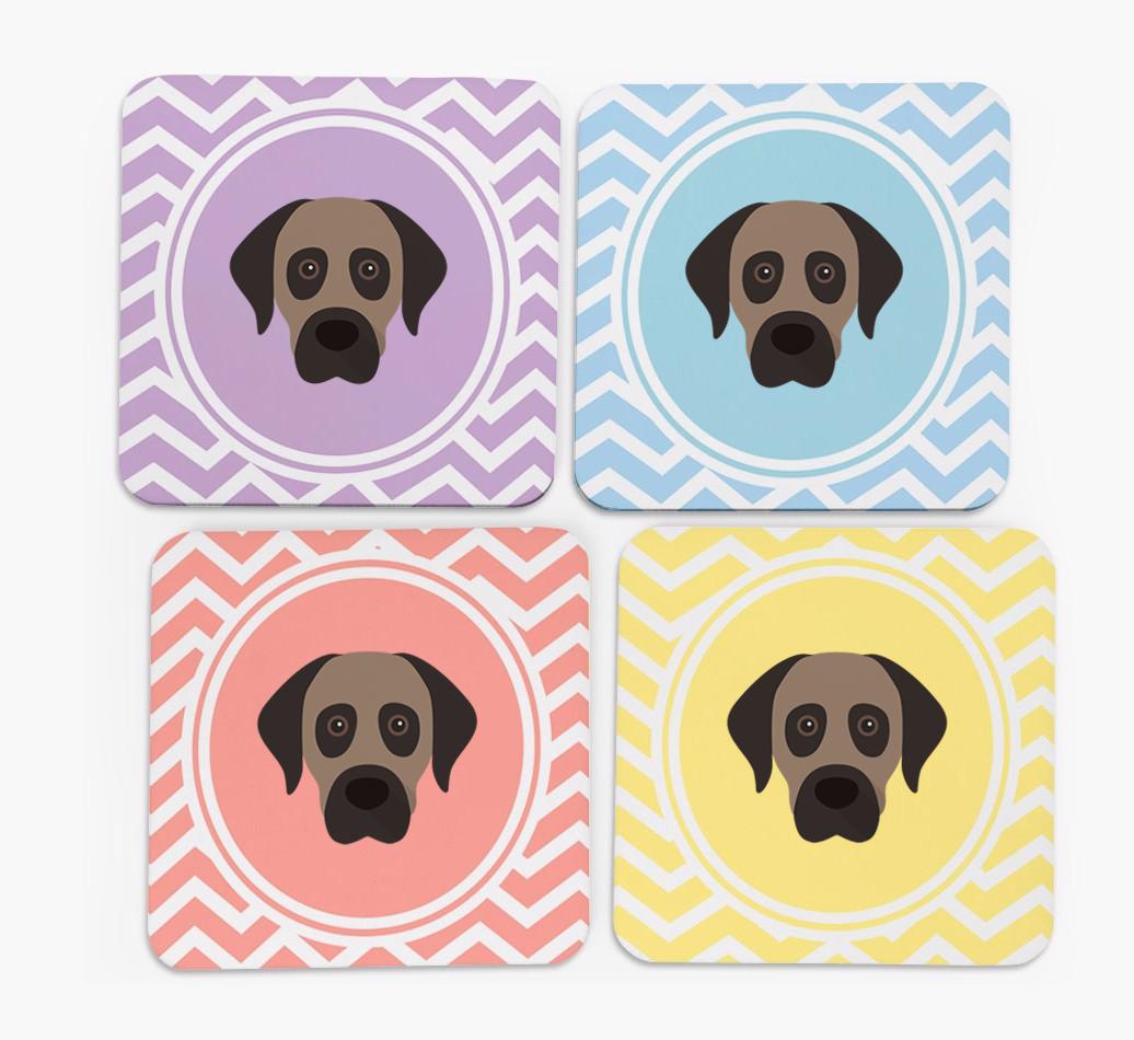 Zig Zag Design with {breedFullName} Icon Coasters - Set of 4