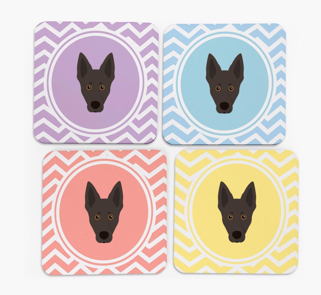 Zig Zag Design with {breedFullName} Icon Coasters - Set of 4