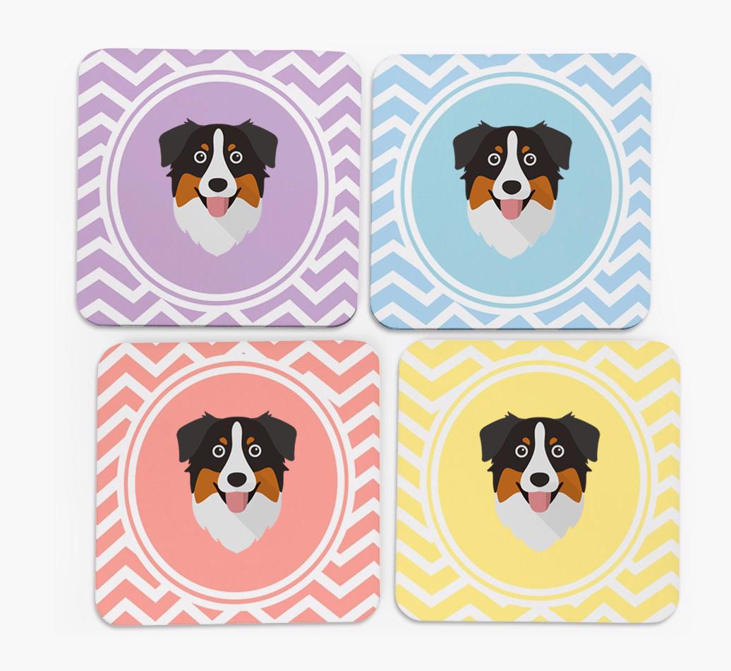 Zig Zag Design with {breedFullName} Icon Coasters - Set of 4