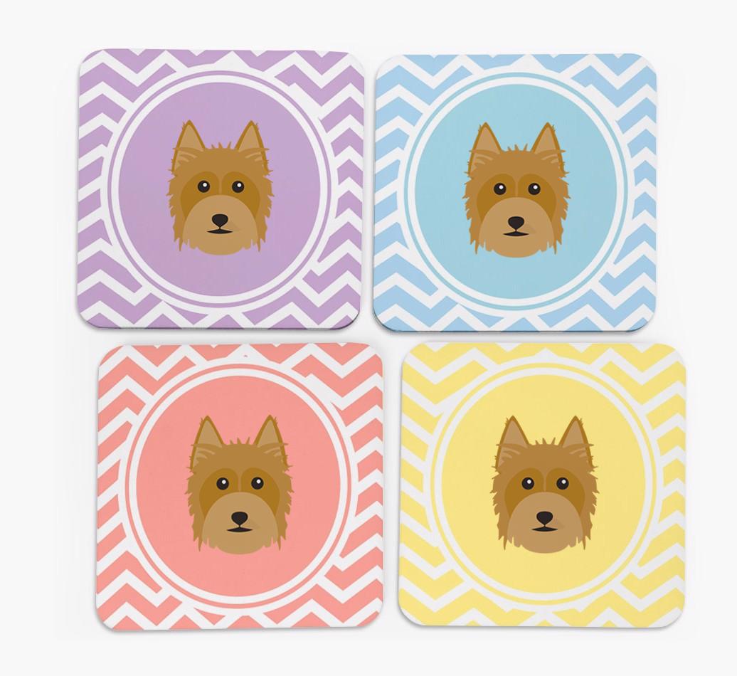 Zig Zag Design with {breedFullName} Icon Coasters - Set of 4