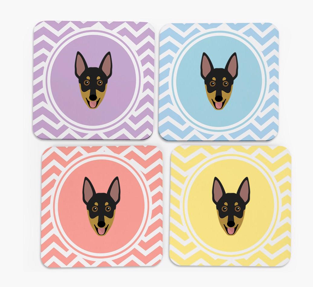 Zig Zag Design with {breedFullName} Icon Coasters - Set of 4