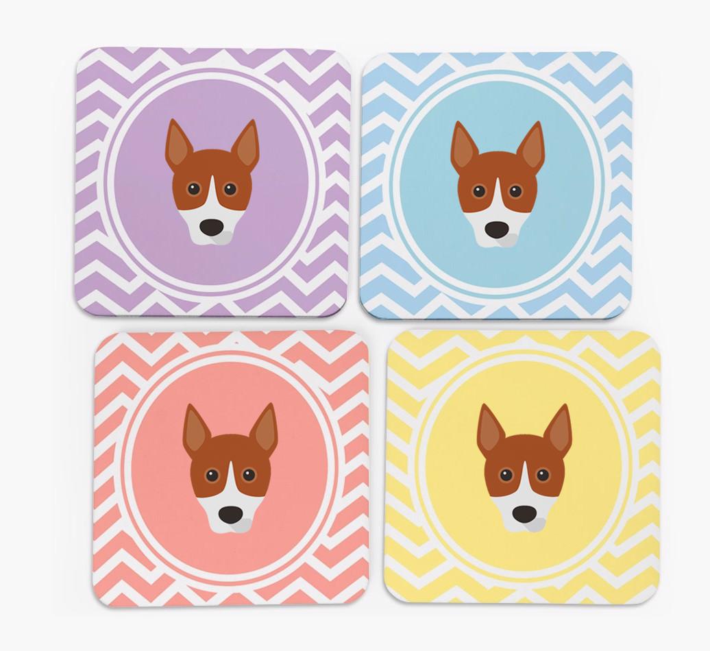 Zig Zag Design with {breedFullName} Icon Coasters - Set of 4