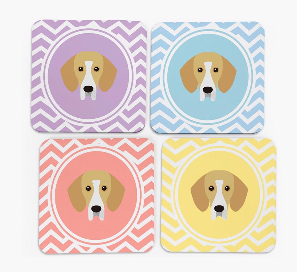 Zig Zag Design with {breedFullName} Icon Coasters - Set of 4