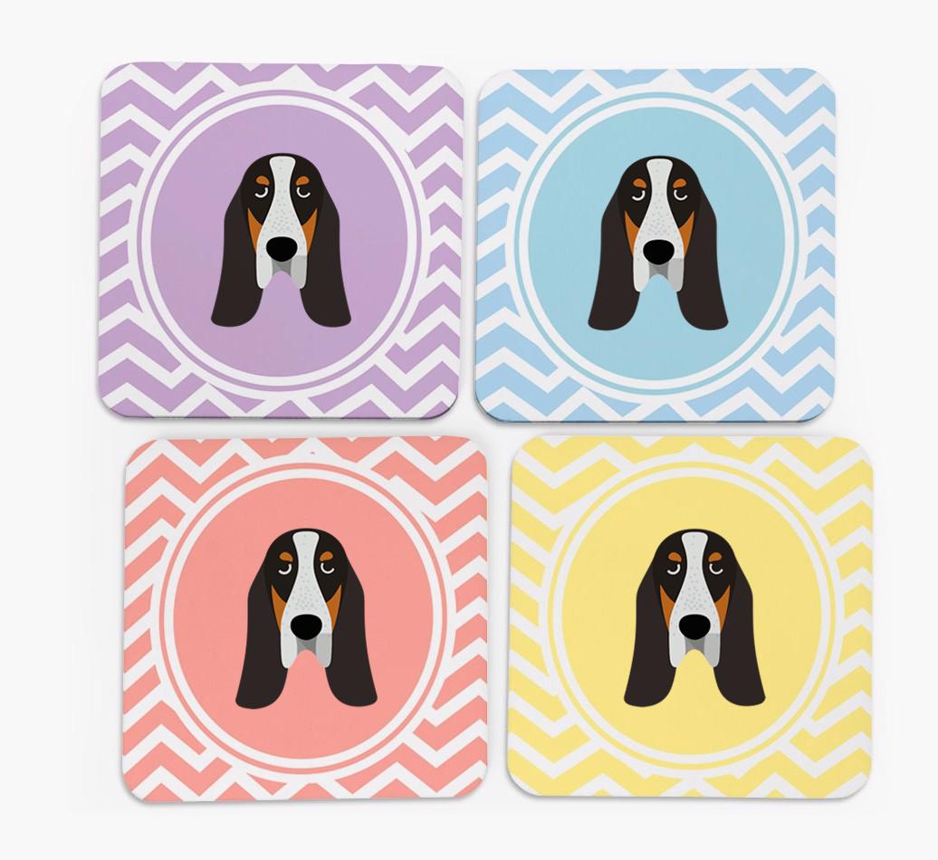 Zig Zag Design with {breedFullName} Icon Coasters - Set of 4