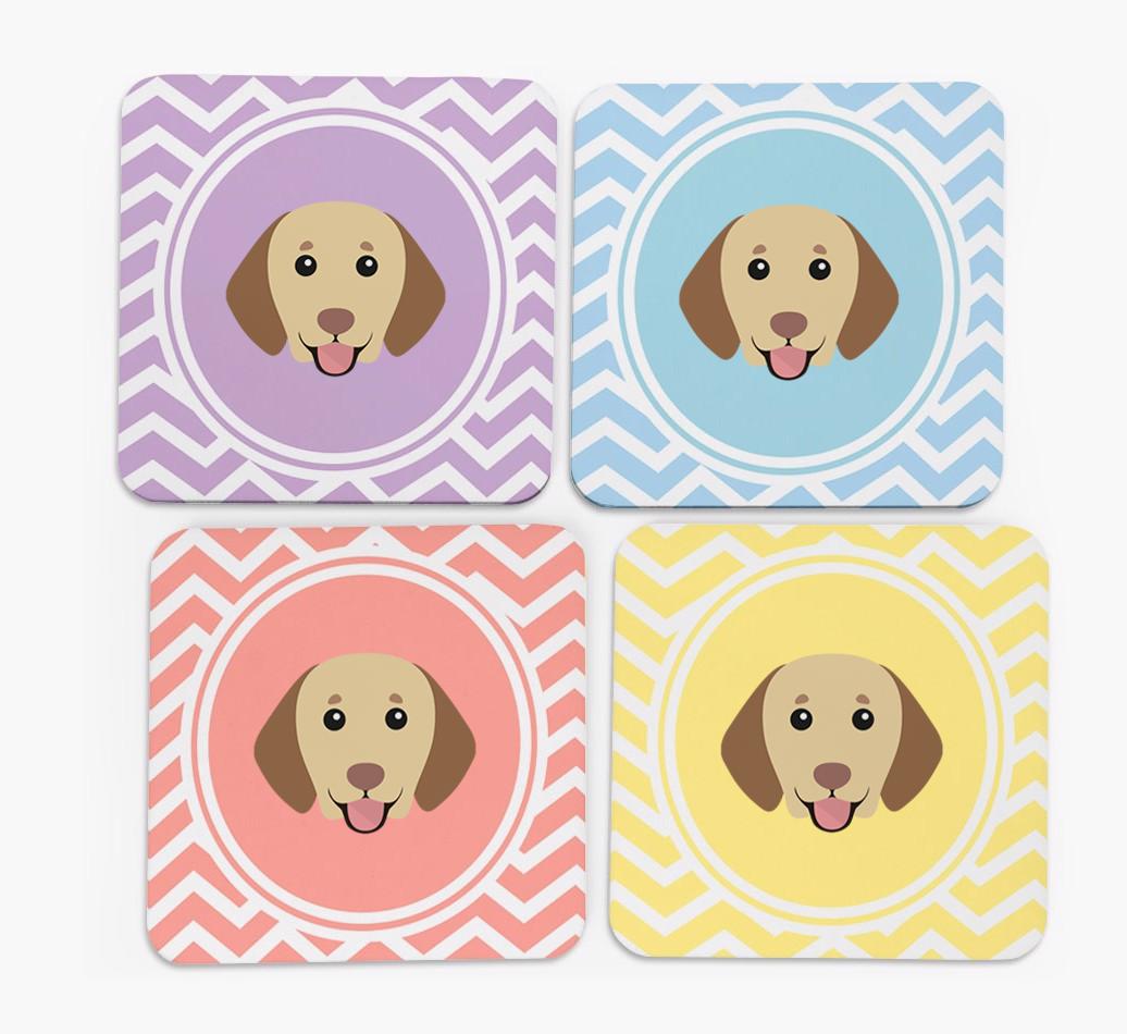 Zig Zag Design with {breedFullName} Icon Coasters - Set of 4