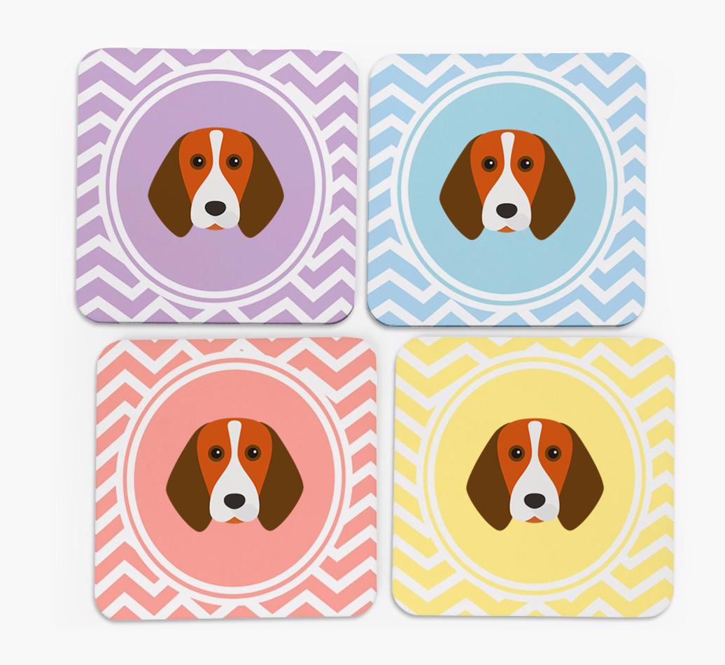 Zig Zag Design with {breedFullName} Icon Coasters - Set of 4