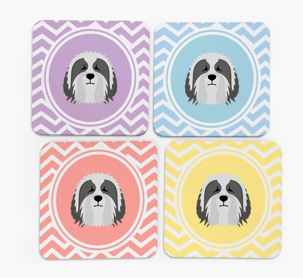Zig Zag Design with {breedFullName} Icon Coasters - Set of 4
