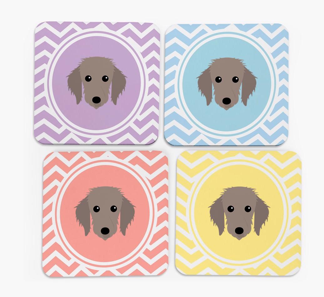 Zig Zag Design with {breedFullName} Icon Coasters - Set of 4