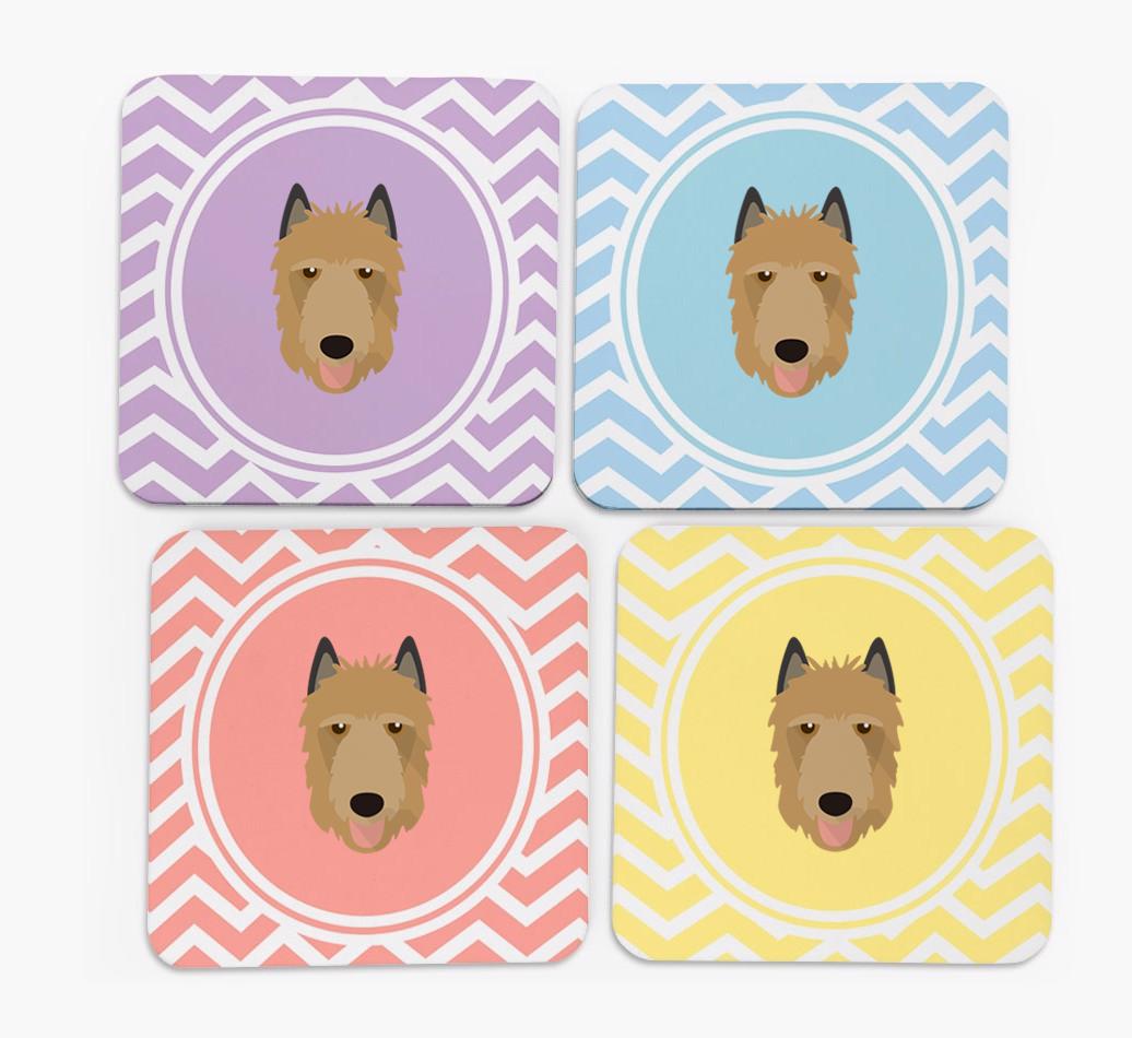 Zig Zag Design with {breedFullName} Icon Coasters - Set of 4