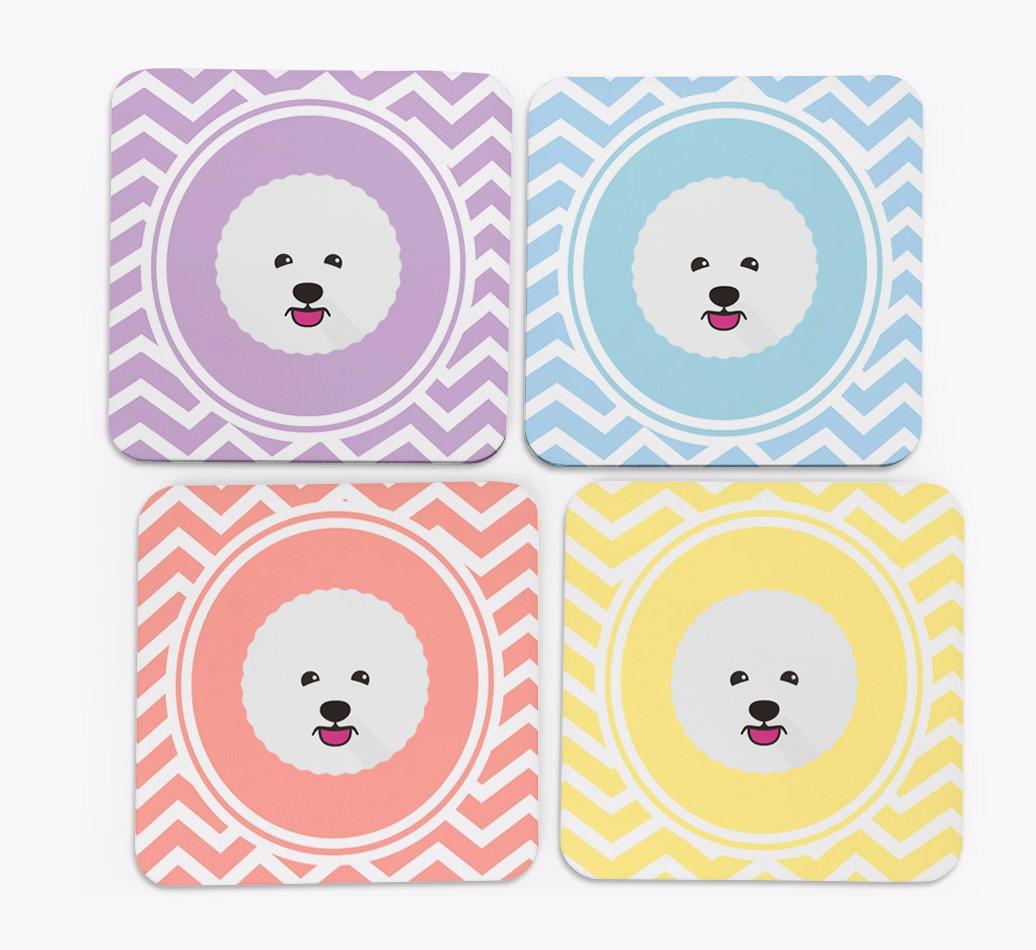 Zig Zag Design with {breedFullName} Icon Coasters - Set of 4
