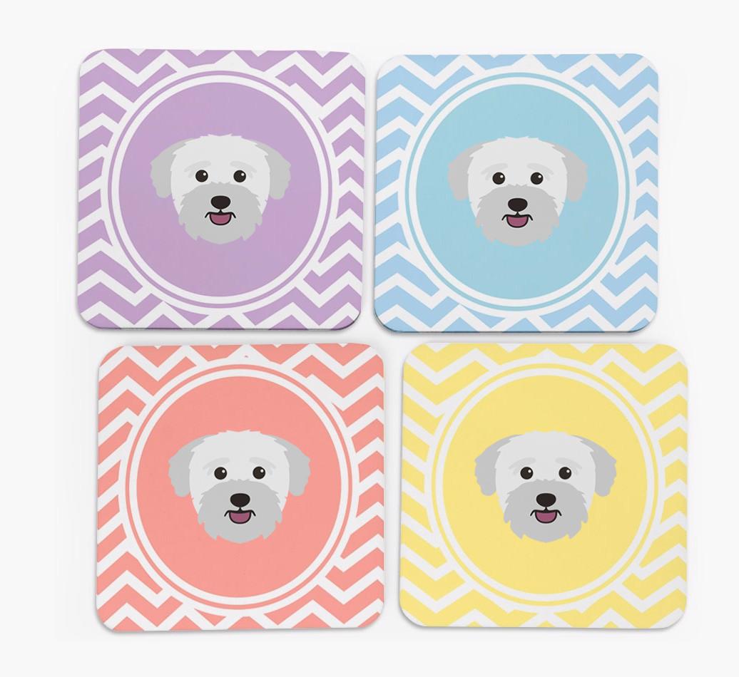 Zig Zag Design with {breedFullName} Icon Coasters - Set of 4