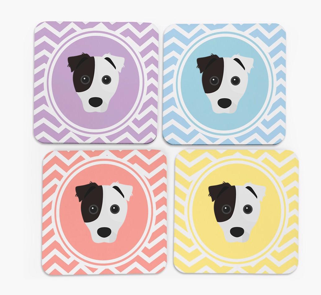 Zig Zag Design with {breedFullName} Icon Coasters - Set of 4