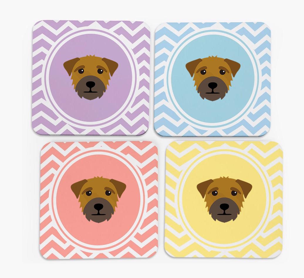 Zig Zag Design with {breedFullName} Icon Coasters - Set of 4