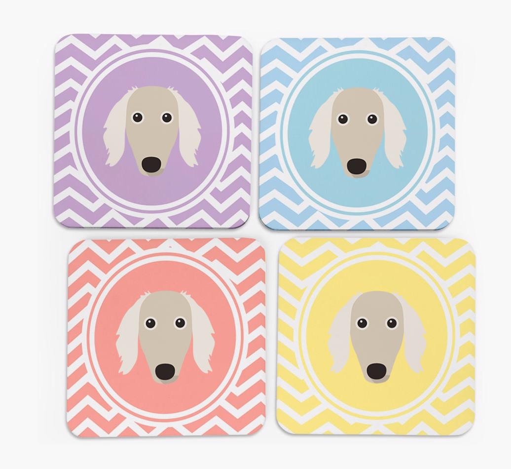 Zig Zag Design with {breedFullName} Icon Coasters - Set of 4