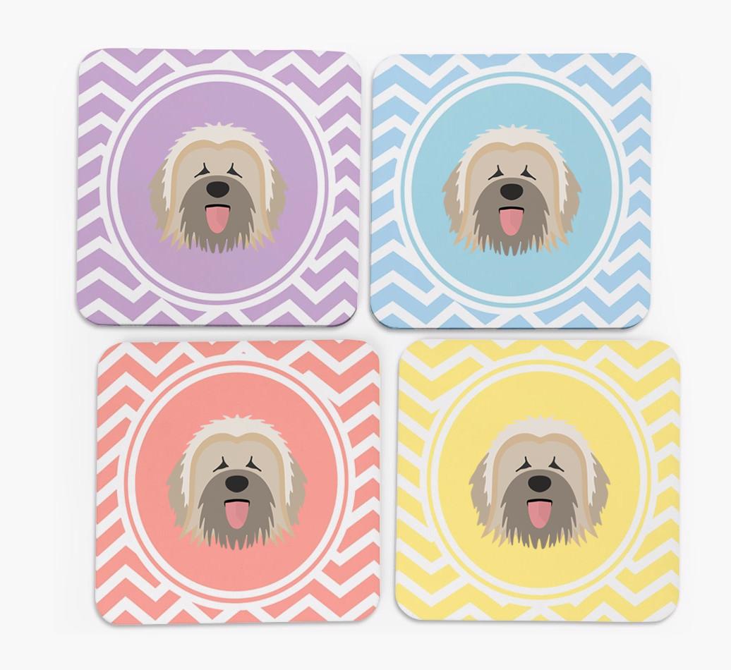 Zig Zag Design with {breedFullName} Icon Coasters - Set of 4
