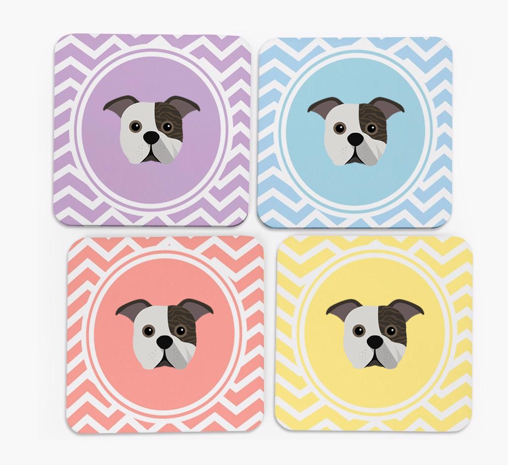 Zig Zag Design with {breedFullName} Icon Coasters - Set of 4
