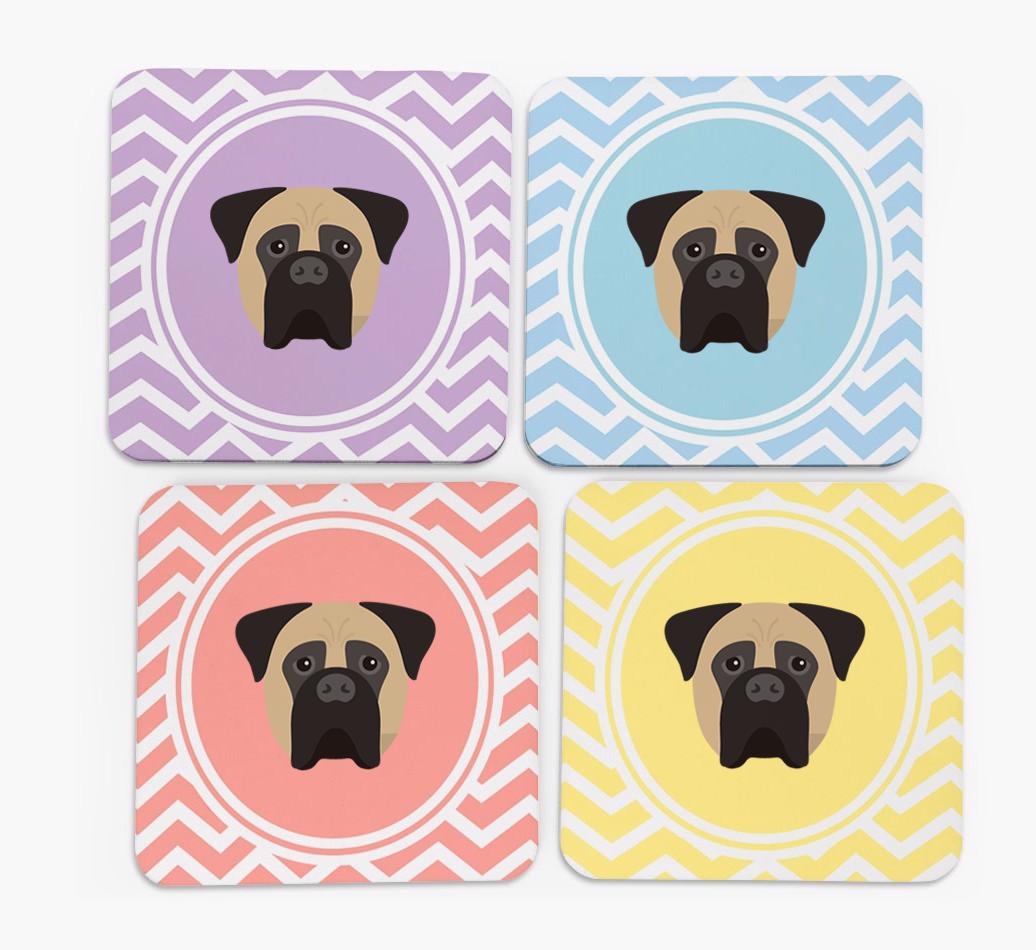 Zig Zag Design with {breedFullName} Icon Coasters - Set of 4