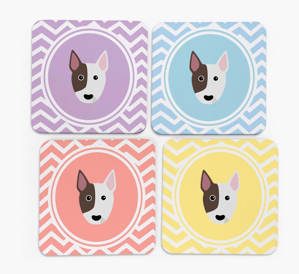 Zig Zag Design with {breedFullName} Icon Coasters - Set of 4