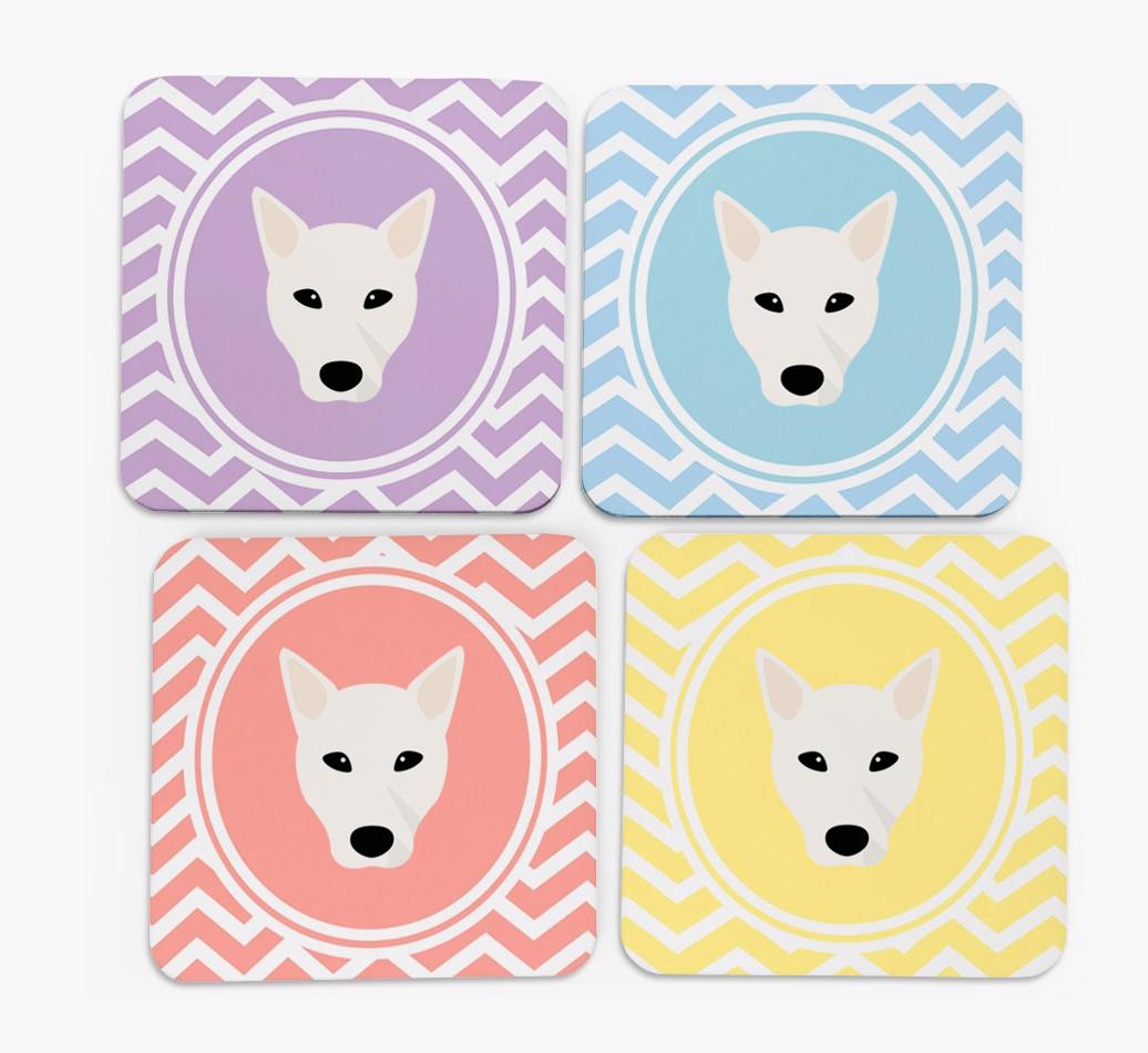 Zig Zag Design with {breedFullName} Icon Coasters - Set of 4