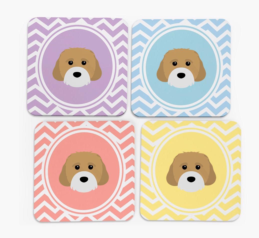 Zig Zag Design with {breedFullName} Icon Coasters - Set of 4