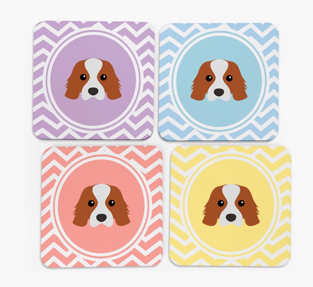 Zig Zag Design with {breedFullName} Icon Coasters - Set of 4