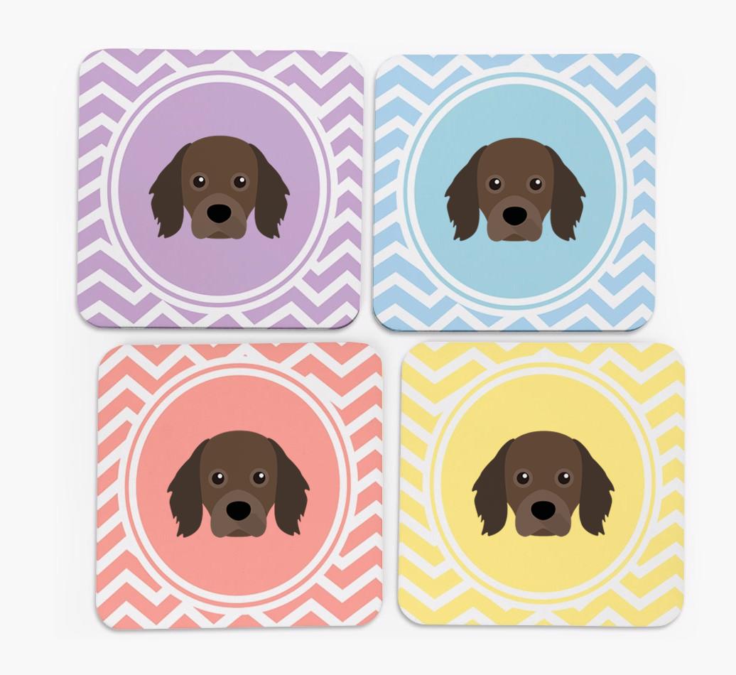 Zig Zag Design with {breedFullName} Icon Coasters - Set of 4
